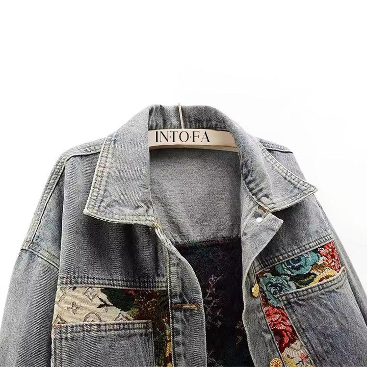 Céleste Bouchard Floral Denim Jacket - Intofa