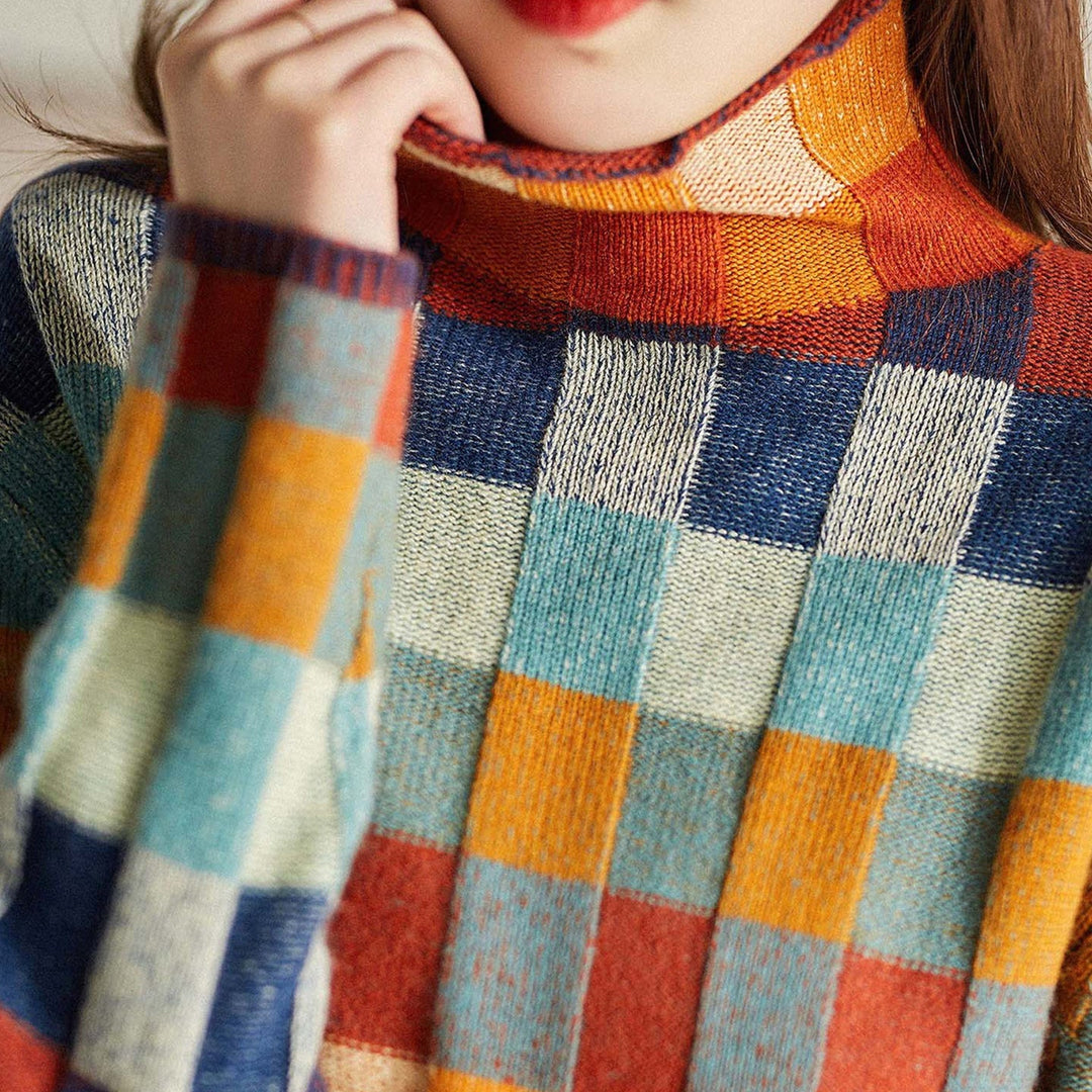 Chloé Rousseau Checkered Cozy Sweater - INTOFA