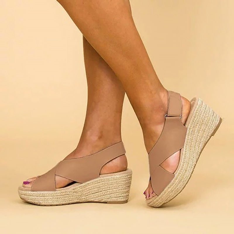 Chloé Rousseau Cross - Strap Wedge Sandals - Intofa