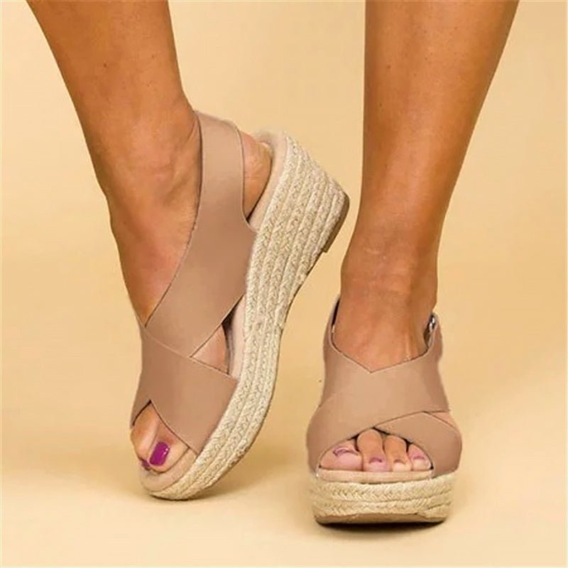Chloé Rousseau Cross - Strap Wedge Sandals - Intofa