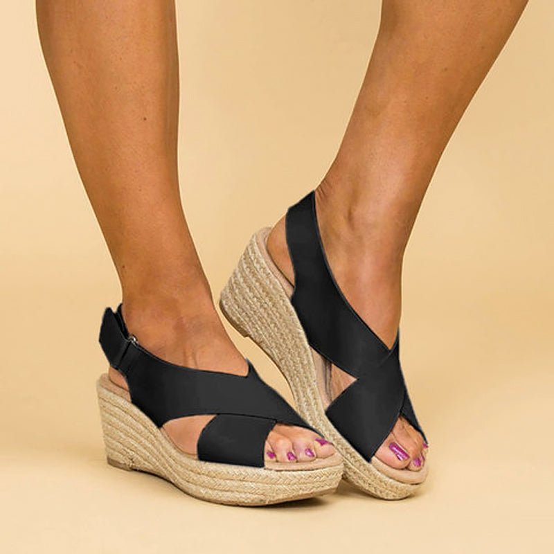 Chloé Rousseau Cross - Strap Wedge Sandals - Intofa
