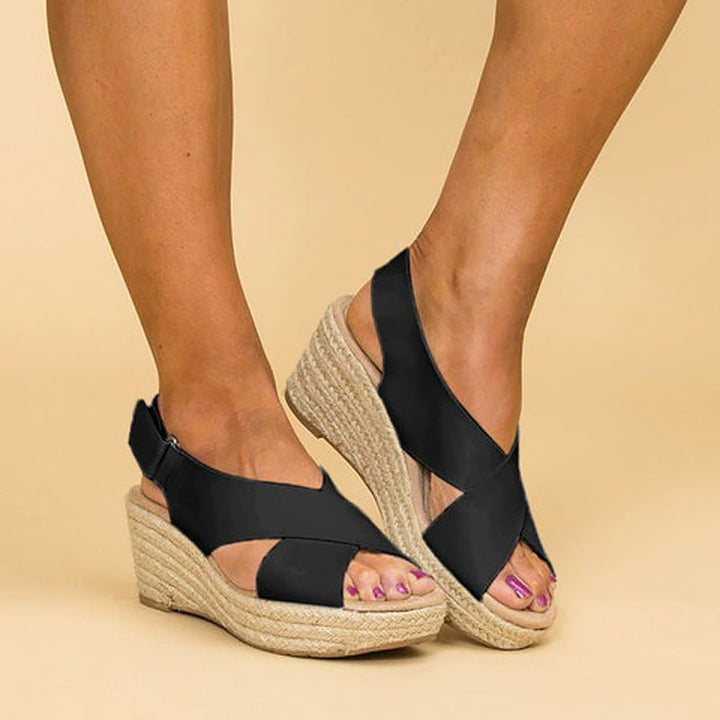 Chloé Rousseau Cross - Strap Wedge Sandals - Intofa