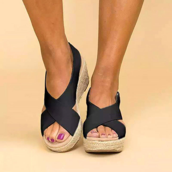 Chloé Rousseau Cross - Strap Wedge Sandals - Intofa