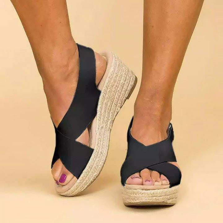 Chloé Rousseau Cross - Strap Wedge Sandals - Intofa