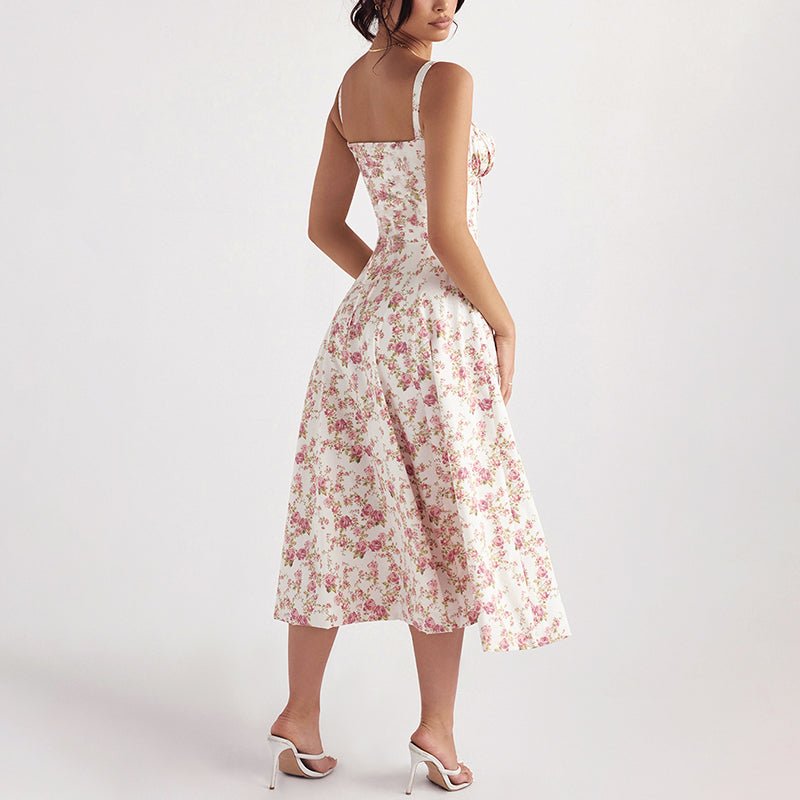 Chloé Rousseau Floral Bustier Dress with Slit - Intofa