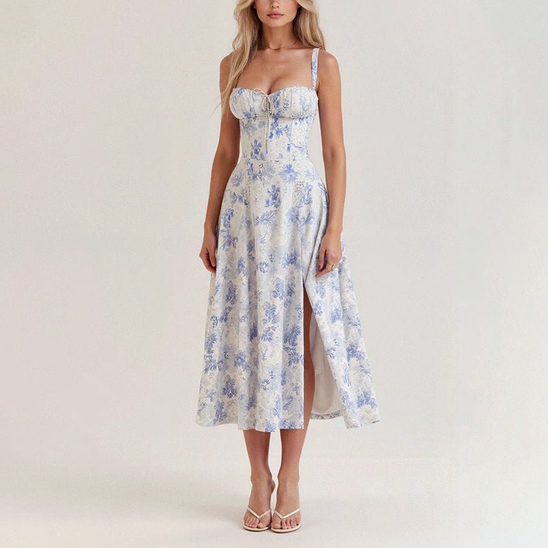 Chloé Rousseau Floral Bustier Dress with Slit - Intofa