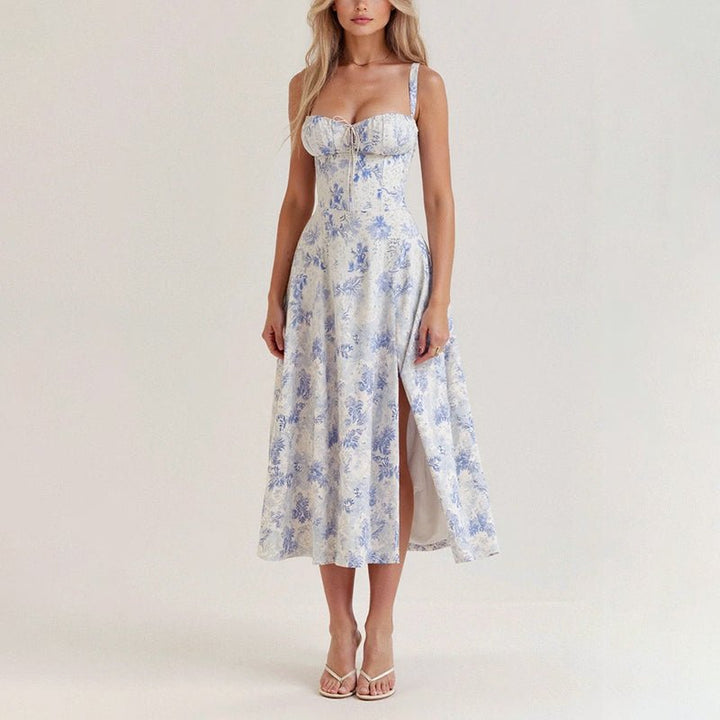 Chloé Rousseau Floral Bustier Dress with Slit - Intofa
