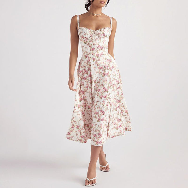 Chloé Rousseau Floral Bustier Dress with Slit - Intofa