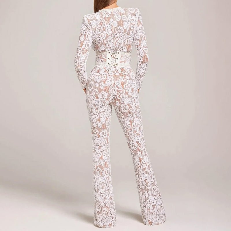 Chloé Rousseau Lace Flared Jumpsuit - Intofa