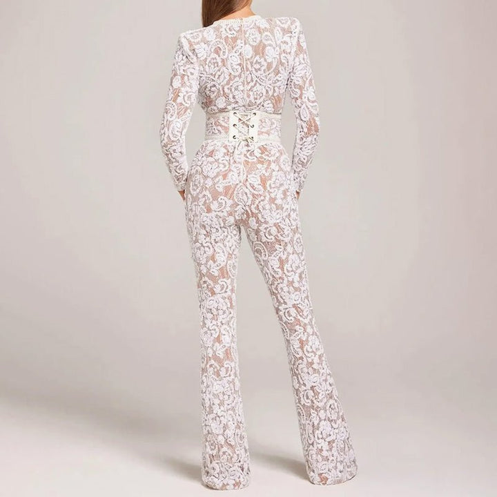 Chloé Rousseau Lace Flared Jumpsuit - Intofa