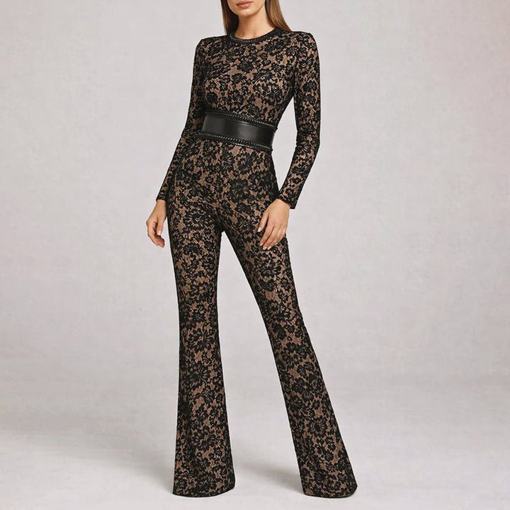 Chloé Rousseau Lace Flared Jumpsuit - Intofa