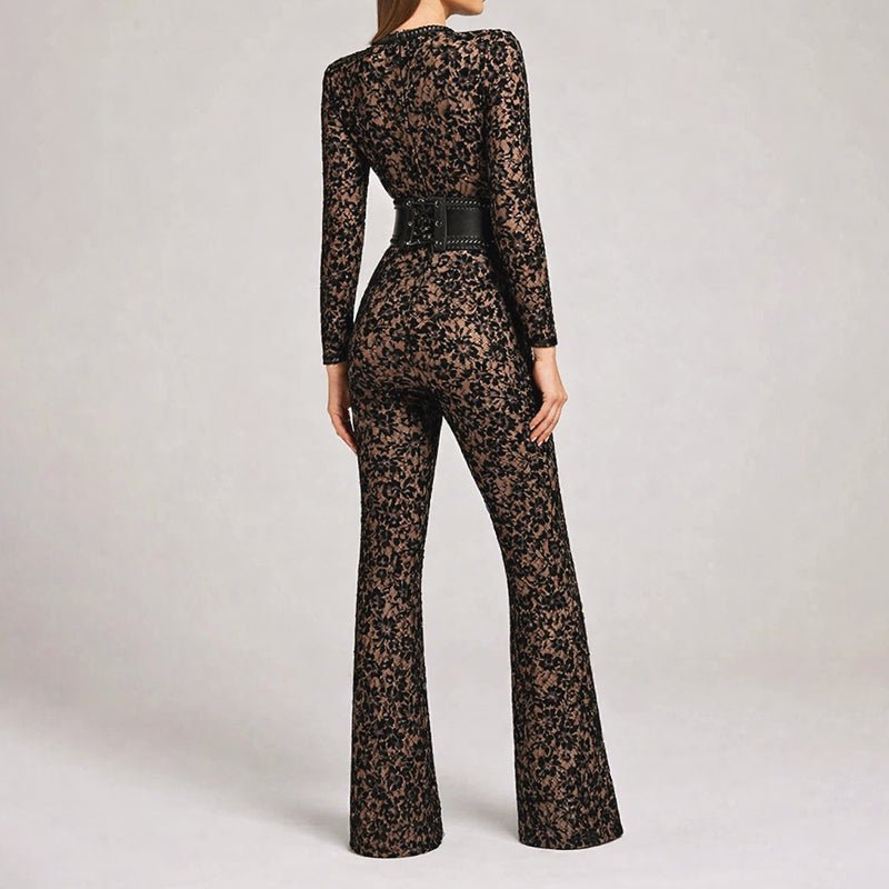 Chloé Rousseau Lace Flared Jumpsuit - Intofa