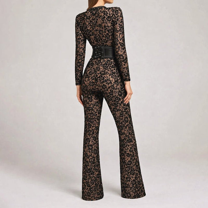 Chloé Rousseau Lace Flared Jumpsuit - Intofa