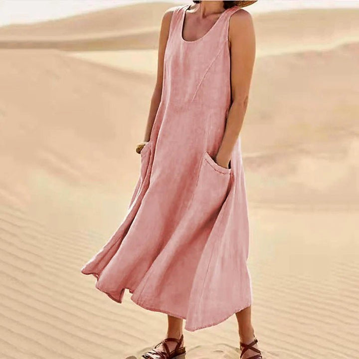 Chloé Rousseau Linen Maxi Dress with Pockets - Intofa