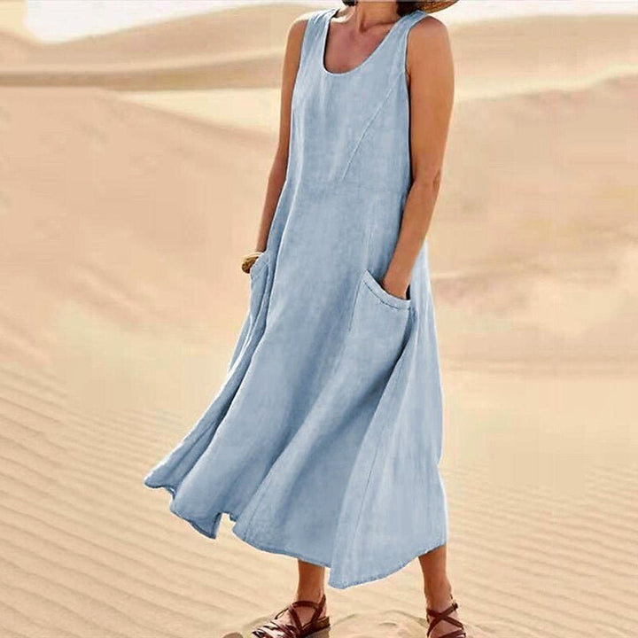 Chloé Rousseau Linen Maxi Dress with Pockets - Intofa