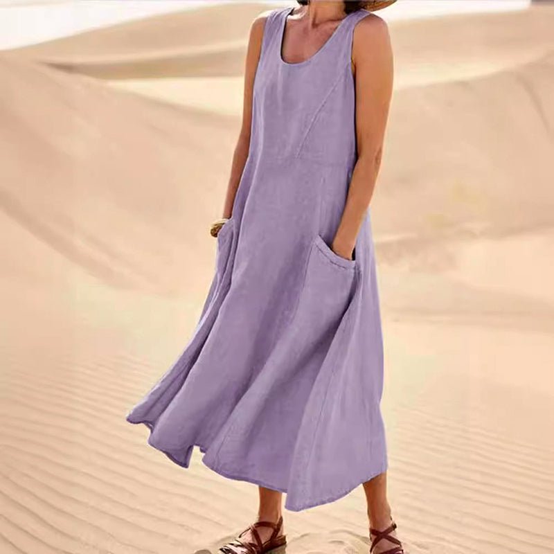 Chloé Rousseau Linen Maxi Dress with Pockets - Intofa