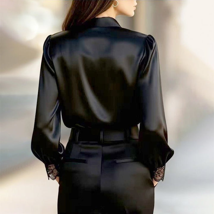 Chloé Rousseau Satin Blouse with Lace Trim - Intofa