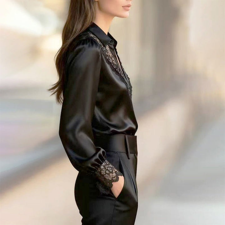 Chloé Rousseau Satin Blouse with Lace Trim - Intofa