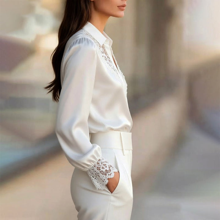 Chloé Rousseau Satin Blouse with Lace Trim - Intofa