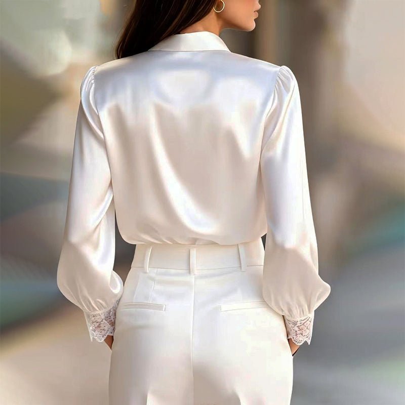 Chloé Rousseau Satin Blouse with Lace Trim - Intofa
