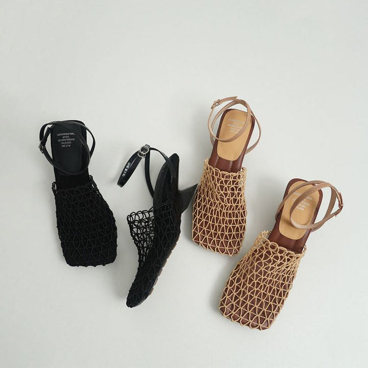 Chloé Rousseau Woven Mesh Slingback Heels - Intofa