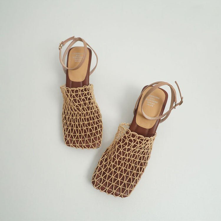 Chloé Rousseau Woven Mesh Slingback Heels - Intofa