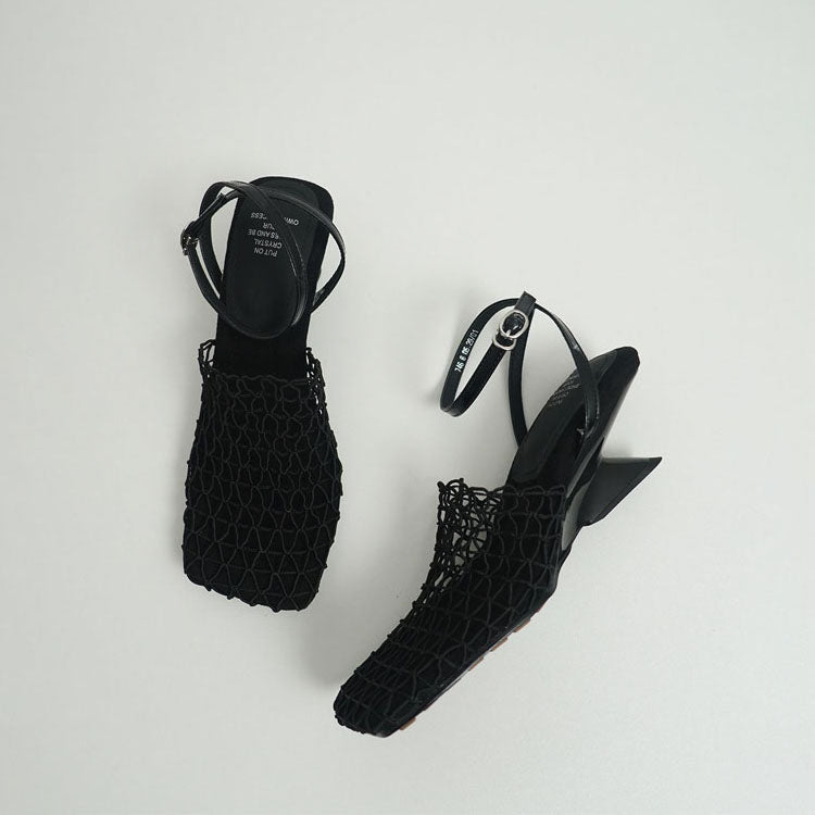 Chloé Rousseau Woven Mesh Slingback Heels - Intofa