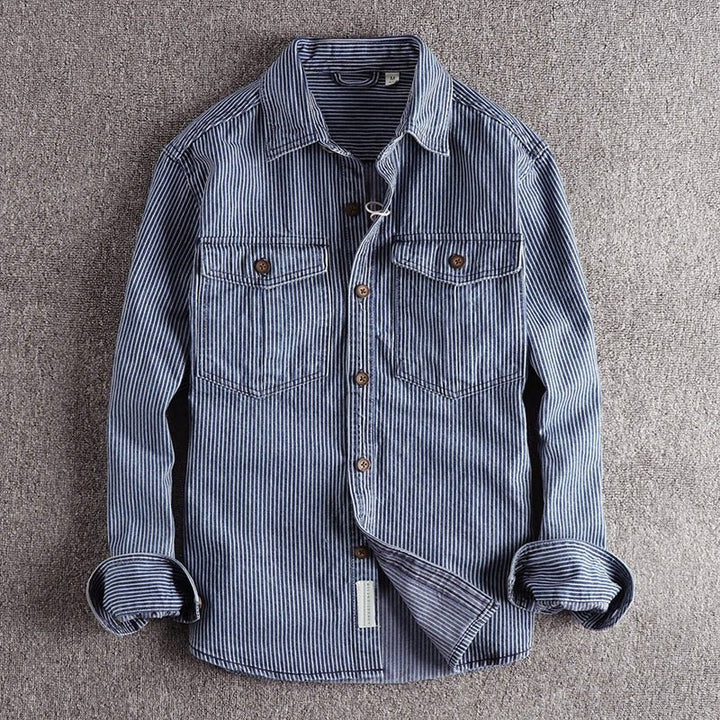 Dean Clark Striped Denim Shirt - Intofa