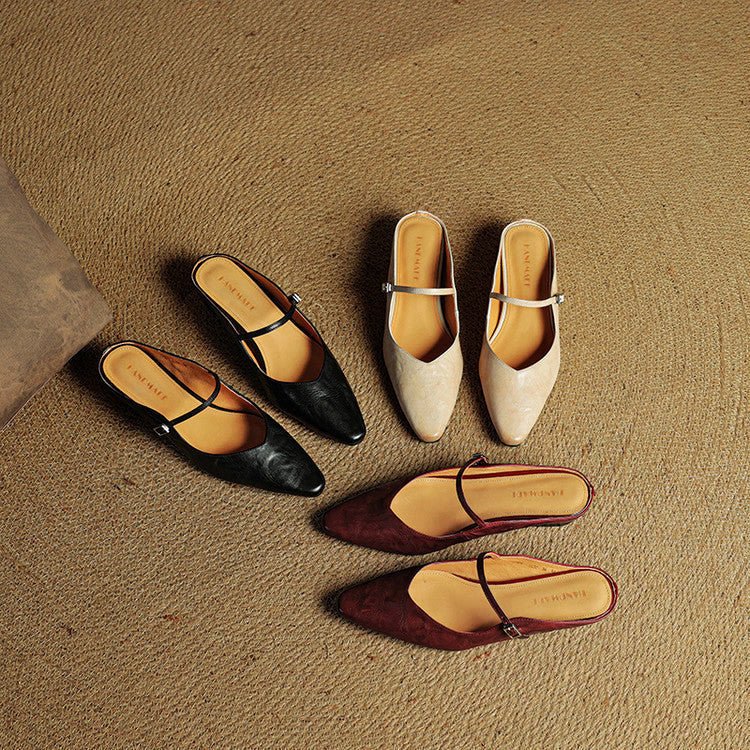 Lumière Genuine Leather Pointed Flats - Intofa