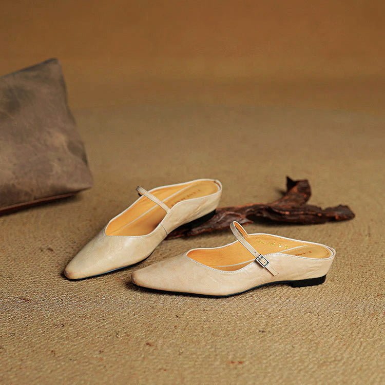 Lumière Genuine Leather Pointed Flats - Intofa