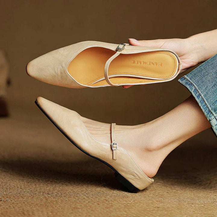 Lumière Genuine Leather Pointed Flats - Intofa