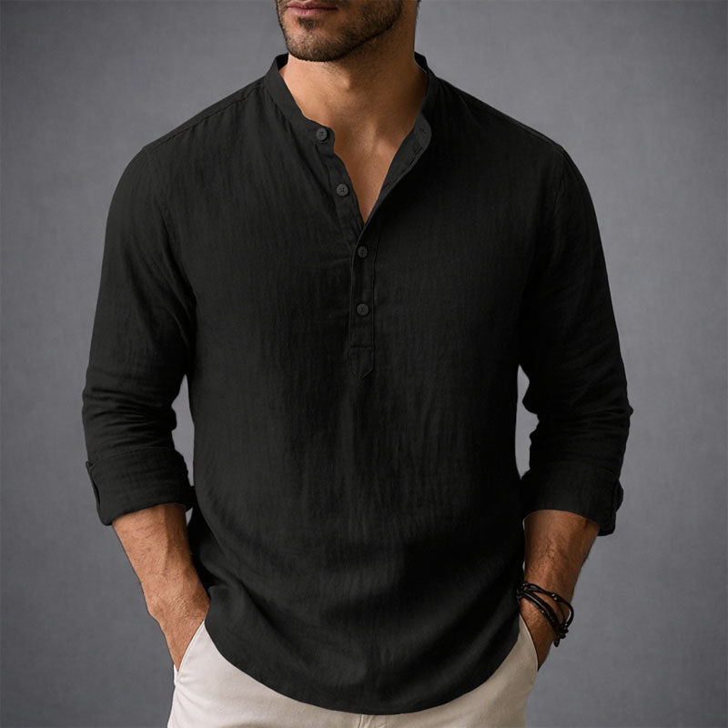 Victor Duval Henley Shirt with Stand Collar - Intofa