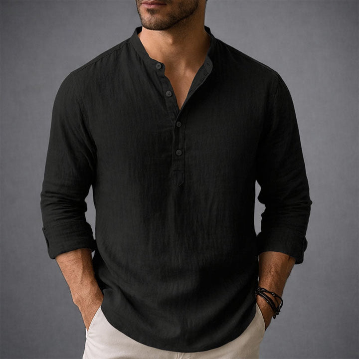 Victor Duval Henley Shirt with Stand Collar - Intofa