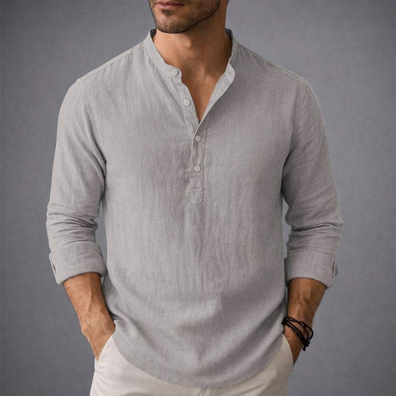 Victor Duval Henley Shirt with Stand Collar - Intofa