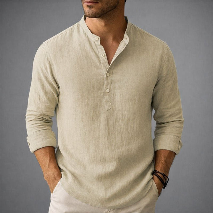 Victor Duval Henley Shirt with Stand Collar - Intofa