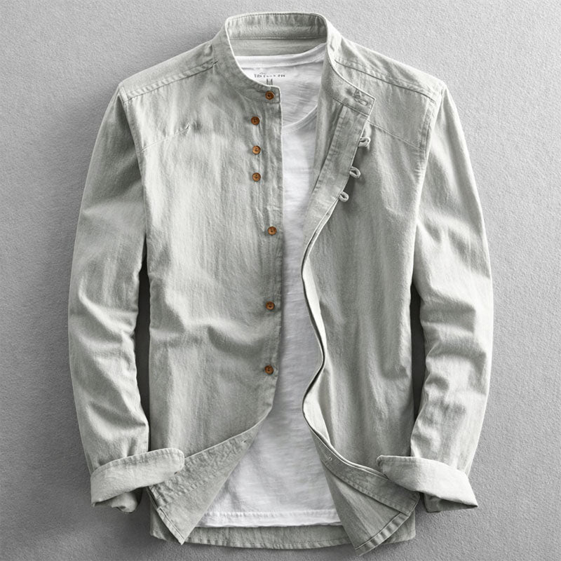 Victor Duval Long Sleeve Stand Collar Shirt - Intofa