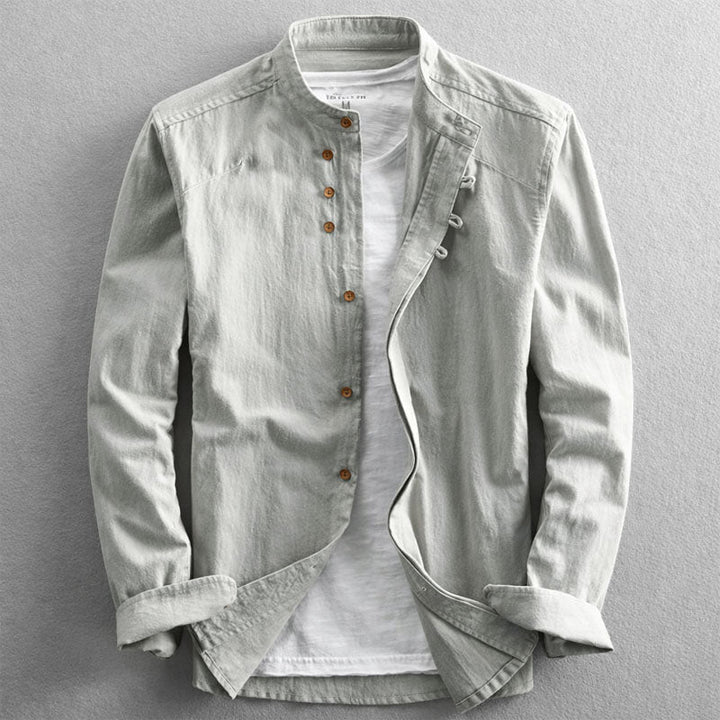 Victor Duval Long Sleeve Stand Collar Shirt - Intofa