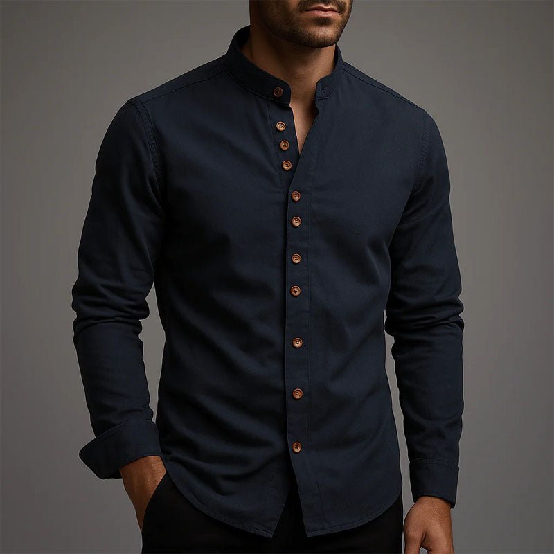 Victor Duval Long Sleeve Stand Collar Shirt - Intofa