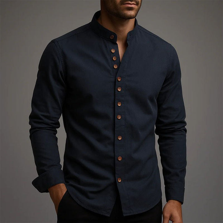 Victor Duval Long Sleeve Stand Collar Shirt - Intofa