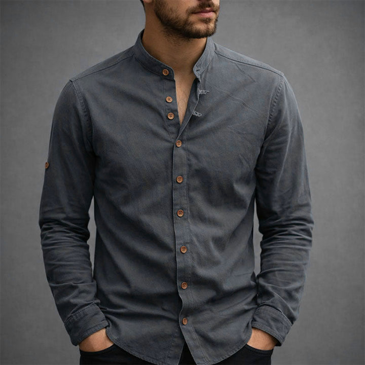 Victor Duval Long Sleeve Stand Collar Shirt - Intofa
