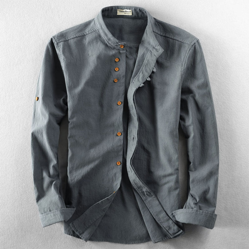 Victor Duval Long Sleeve Stand Collar Shirt - Intofa