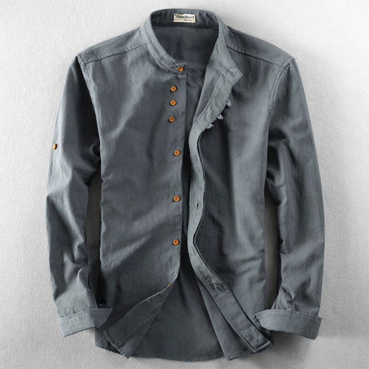 Victor Duval Long Sleeve Stand Collar Shirt - Intofa