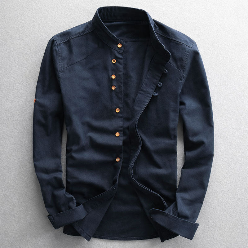 Victor Duval Long Sleeve Stand Collar Shirt - Intofa