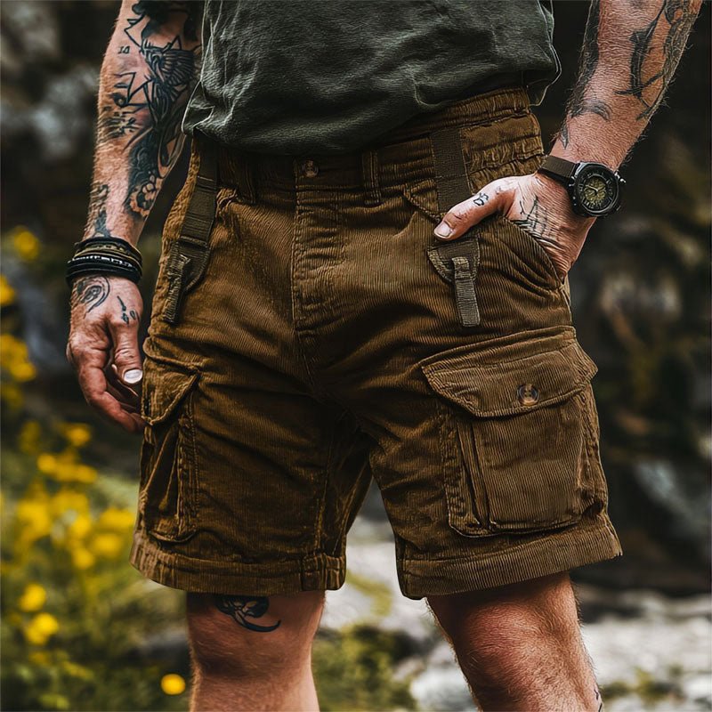 Victor Duval Outdoor Corduroy Cargo Shorts - Intofa