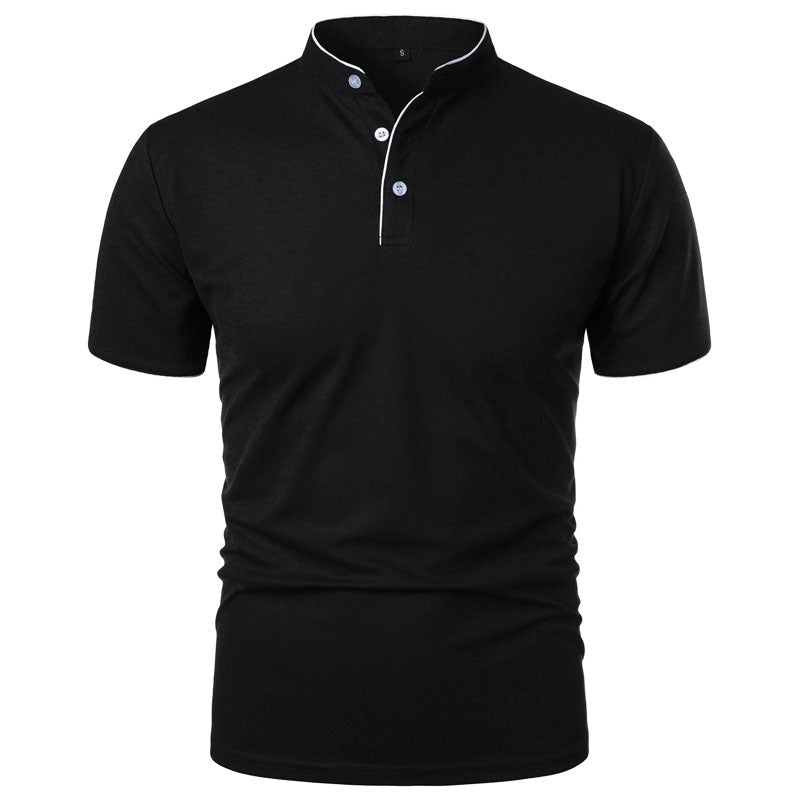 Victor Duval Stand Collar T-Shirt with Contrast Trim - Intofa