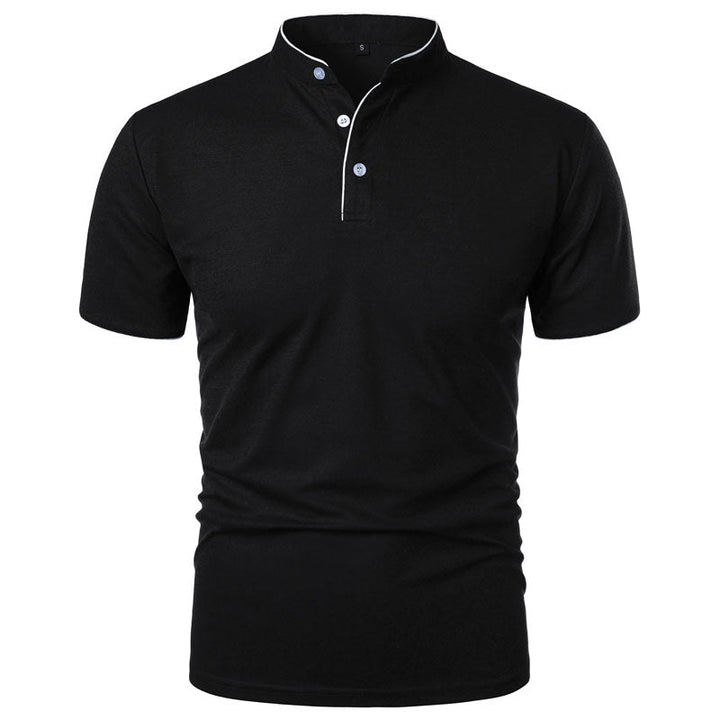 Victor Duval Stand Collar T-Shirt with Contrast Trim - Intofa