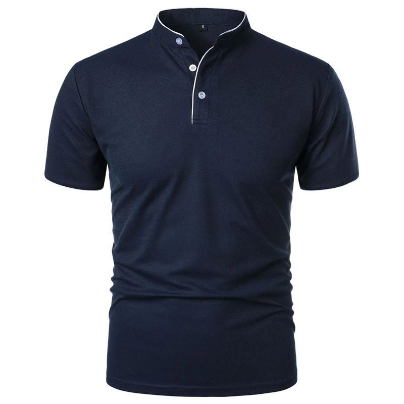 Victor Duval Stand Collar T-Shirt with Contrast Trim - Intofa