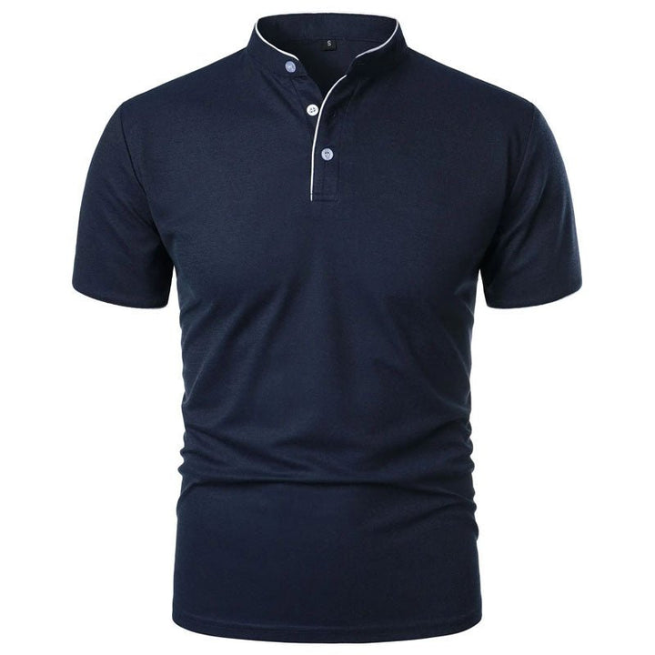 Victor Duval Stand Collar T-Shirt with Contrast Trim - Intofa