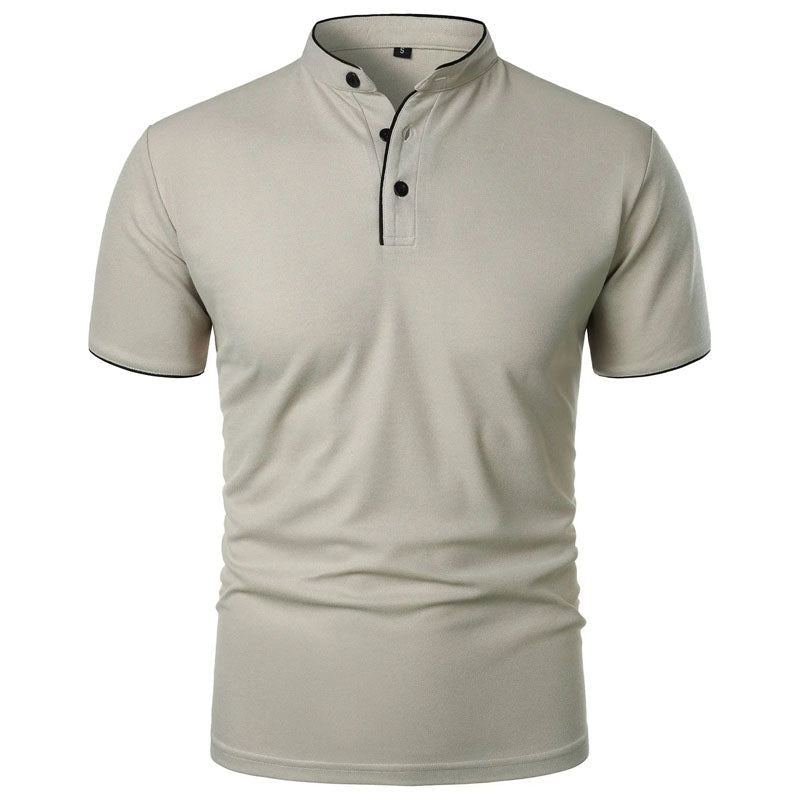 Victor Duval Stand Collar T-Shirt with Contrast Trim - Intofa