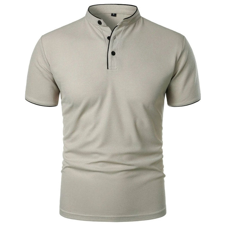 Victor Duval Stand Collar T-Shirt with Contrast Trim - Intofa
